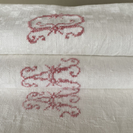 LI20110034 Set of 8 old French linen napkins with embroidered monogram - A D - in beautiful condition! Size: 75.5 cm. long / 63.5 cm. wide