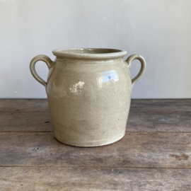 AW20111208 Grote oude Franse pot van grès aardewerk in prachtige staat! Afmeting: 24 cm hoog /  19,5 cm doorsnede
