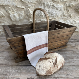 BU20110203 Large old French unique wooden basket in beautiful condition! Size: 55.5 cm long / 21 cm high (to handle) / 34 cm high (including handle) / 30 cm cross section