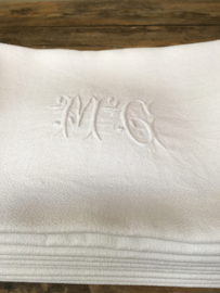 LI20110023 Set of 10 old French napkins of damask with elegant monogram ~ M C ~ in perfect condition! Size: 88 x 72 cm.