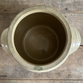AW20111095 Grote oude Franse pot in grès aardewerk in prachtige staat! Afmeting:  26,5 cm. hoog /  22 cm doorsnede.