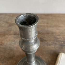 OV20110915 Old French pewter candlestick in beautiful condition! Size: 20 cm high / cross section foot: 11.5 cm / cross section candle holder: 3.5 cm