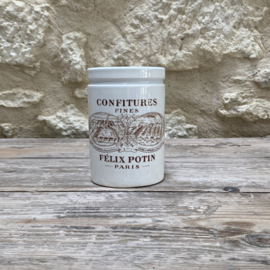 AW20111298 Antique French Félix Potin Paris confiture pot period: late 19th century early 20th century. Model depicting the Pantin and La Vilette factories...in beautiful condition! Size: 13.5 cm high / 9.5 cm cross section