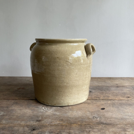AW20111193 Grote oude Franse grès aardewerk pot in prachtige kleur - gemerkt: 3 liter -  Voor details zie foto's in prachtige staat! Afmeting: 25,5 cm hoog / 21 cm doorsnede