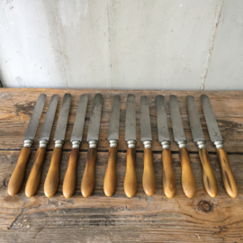 OV20110589 Set of 12 antique French knives with bone handles inscription - medal d’argent Paris - in beautiful condition! Dimensions: 24.5 cm. long / 2 cm. wide.