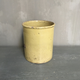 AW20110810 Antique French pot in Provencal yellow color in beautifully weathered condition! Size: 16 cm. high / 14 cm. cross section.