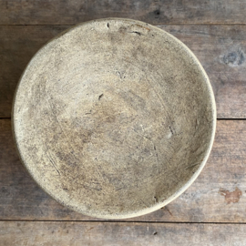 AW20111211 Grote oude Franse pot van grès aardewerk in prachtige staat! Afmeting: 25,5 cm hoog /  21,5 cm doorsnede (bovenzijde) / 23 cm doorsnede (onderzijde)
