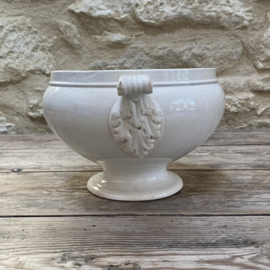 AW20111311 Large antique French tureen stamp - Opaque de Sarreguemines - period: 1875-1900 Cracked and in beautifully lightly buttered condition! Size: 17 cm high / 22 cm cross section