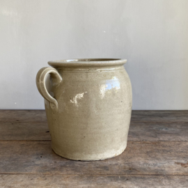 AW20111208 Grote oude Franse pot van grès aardewerk in prachtige staat! Afmeting: 24 cm hoog /  19,5 cm doorsnede