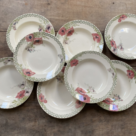 AW20111104 Set of 8 antique French soup plates stamp - Creil et Montereau Labrador - period: 1894-1920 all in beautiful condition! Size: +/- 24 cm cross section.