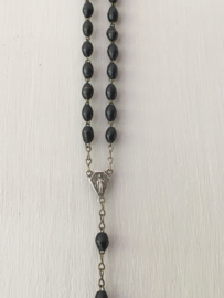 OV20110074 Old French rosary with black wooden beads, length 46 cm