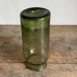 OV20111023 Antieke Franse cornichon of olijven pot van mondgeblazen glas periode: 19de eeuw in prachtige staat! Afmeting:  22 cm hoog /  9 cm doorsnede