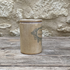 AW20111196 Antique French confiture jar - Félix Potin Paris - (see photos for details) in beautiful buttered condition! Size: 13.5 cm high / 9 cm cross section