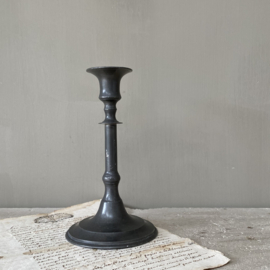 OV20110820 Old French pewter candlestick holder - not marked - in beautiful condition! Size: 18.5 cm. high / cross section foot: 10.5 cm.