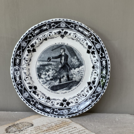 AW20110361 Set of 6 antique French transferware plates - Le Bien - (the good) with stamp - J.Vieillard & Co Bordeaux - period: 1829-1895 in perfect condition! / Size: 19.5 cm. cross section