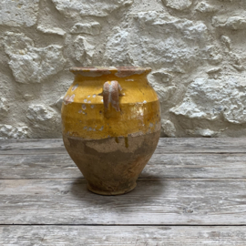 AW20111321 Antique French confit pot period: 19th century in beautifully weathered condition! Size: 24 cm high / 15.5 cm cross section