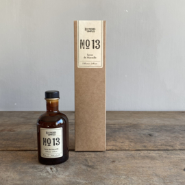 Diffuser no 13 Savon de Marseille 100 ml in glass bottle including set of reed sticks. Made in Provence, France