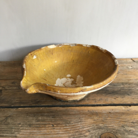 AW20110611 19th century French cream bowl. Beautifully weathered and lived through ... Size: 7 cm. high / 20 cm. cross section.