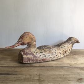 OV2011606 Large antique French wooden decoy duck hand painted and beautiful earthy colors ... Size: 42.5 cm. long / 13 cm. high.