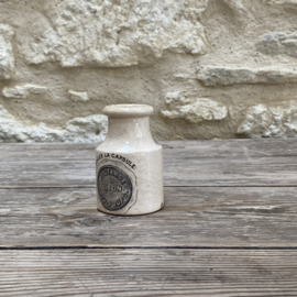 AW20111241 Antique French Grey-Poupon Dijon mustard pot stamp - Digoin & Sarreguemines - period: 1875-1900. In beautiful buttered and weathered condition, see photos for details. Size: 9.5 cm high / 6 cm cross section (bottom)