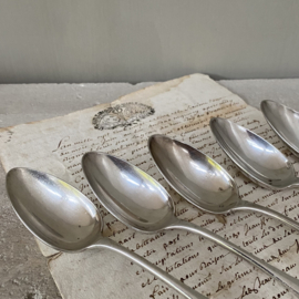 OV20110786 Set of 5 old French silver plated spoons with so-called - Haags Lofje motif - in beautiful condition! Size: 18 cm. long / 3.5 cm. cross section (spoon)