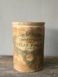 AW20110462 Beautifully buttered Felix Potin confiture pot from Paris in perfect condition! / Size: 13.5 cm. high / 9.5 cm. section