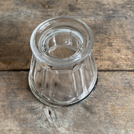 OV20111021 Antieke Franse confiture pot van mond geblazen glas periode: 19de eeuw in prachtige staat!  Afmeting: 10,5  cm hoog /  12 cm doorsnede