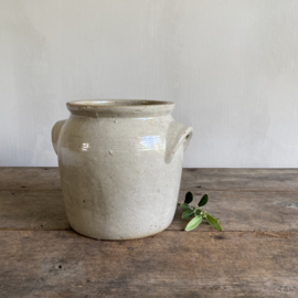 AW20111073 Oude Franse pot in grès aardewerk in prachtige staat! Afmeting: 19 cm hoog /  16 cm doorsnede