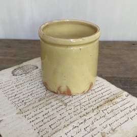 AW20110940 Antique French confiture pot  Novia handmade yellow glazed in beautiful condition! Size: 9.5 cm. high / 9 cm. cross section.