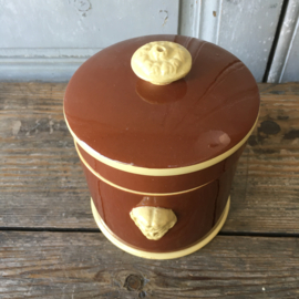 AW20110195 Big old French foie gras pot in perfect condition with stamp - Sarreguemines - 6. Size: 16 cm. high / 12 cm. cross-section.