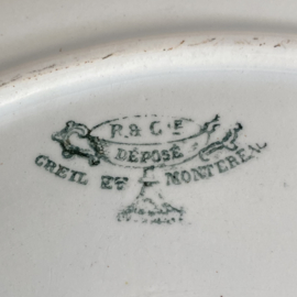 AW20110895 Antieke Franse serveerschaal stempel - Creil et Montereau - periode: 1884-1920 in prachtige staat! Afmeting: 28,5 cm. doorsnede / 6 cm.