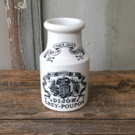AW20110496 Grote oude Franse mosterdpot DIJON Grey-Poupon stempel - Digoin&Sarreguemines - periode: laatste kwartaal 19de eeuw in perfecte staat! /  Afmeting: 13,5 cm. hoog / 6 cm. doorsnede