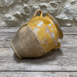 AW20111321 Antique French confit pot period: 19th century in beautifully weathered condition! Size: 24 cm high / 15.5 cm cross section