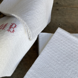 LI20110041 Set of 10 old cotton French napkins with embroidered monogram - MB - in beautiful condition! Size: 67 x 64 cm