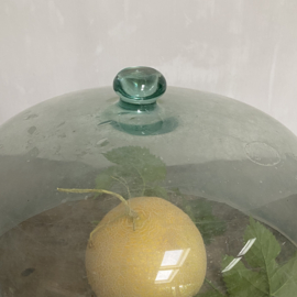 BU20110100 Grote antieke Zuid-Franse moestuin cloche van mond geblazen geblazen glas met nog intacte greep. Periode eind 18de eeuw in prachtige staat! Afmeting: 50 cm. doorsnede / 30 cm. hoog. Alleen ophalen in de winkel, verzenden niet mogelijk!