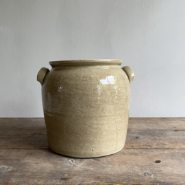 AW20111193 Grote oude Franse grès aardewerk pot in prachtige kleur - gemerkt: 3 liter -  Voor details zie foto's in prachtige staat! Afmeting: 25,5 cm hoog / 21 cm doorsnede