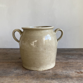 AW20111208 Grote oude Franse pot van grès aardewerk in prachtige staat! Afmeting: 24 cm hoog /  19,5 cm doorsnede