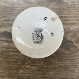 AW20111245 Antique French Grey-Poupon Dijon mustard pot stamp - Digoin & Sarreguemines - period: 1875-1900. In beautiful weathered condition, see photos for details. Size: 9.5 cm high / 6 cm cross section (bottom)