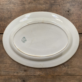 AW20111101 Antique oval French serving plate stamp - Opaque Lunéville - period: late 19th century - early 20th century in lightly buttered beautiful condition! Size: 35 cm long / 25 cm cross section.