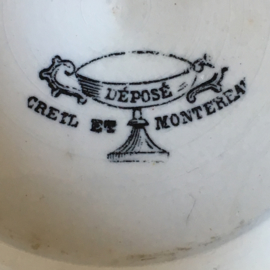 AW20110466 Bijzondere Franse confiturepot uit Parijs met stempel  - Creil et  Montereau - periode: 1884-1920 in prachtige staat! / Afmeting: 11 cm. hoog / +/-  9 cm. doorsnede.