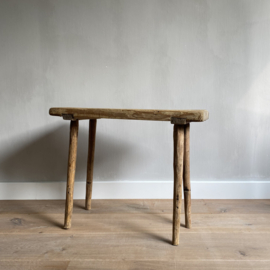 OV20110949 Old Swedish rustic stool in beautiful weathered condition! Size: 59 cm long / 47 cm high / 27 cm deep. Pick up in store only!