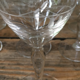 OV20110501 Set of 11 old French glasses with beautifully engraved motif. Period: 1920s in perfect condition! Size: 12.5 cm. high / 6 cm. section