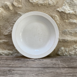 AW20111295 Antique French bowl stamp - Opaque Lunéville France - period: late 19th century in lightly buttered, beautifully weathered condition! Size: 31.5 cm cross section / 5 cm high
