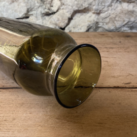 OV20111075 Antique French cornichon or olive storage jar made of mouth-blown glass, period: 19th century, in beautiful condition! Size: 24.5 cm high / 10.5 cm cross section (bottom) / 9 cm cross section (top)