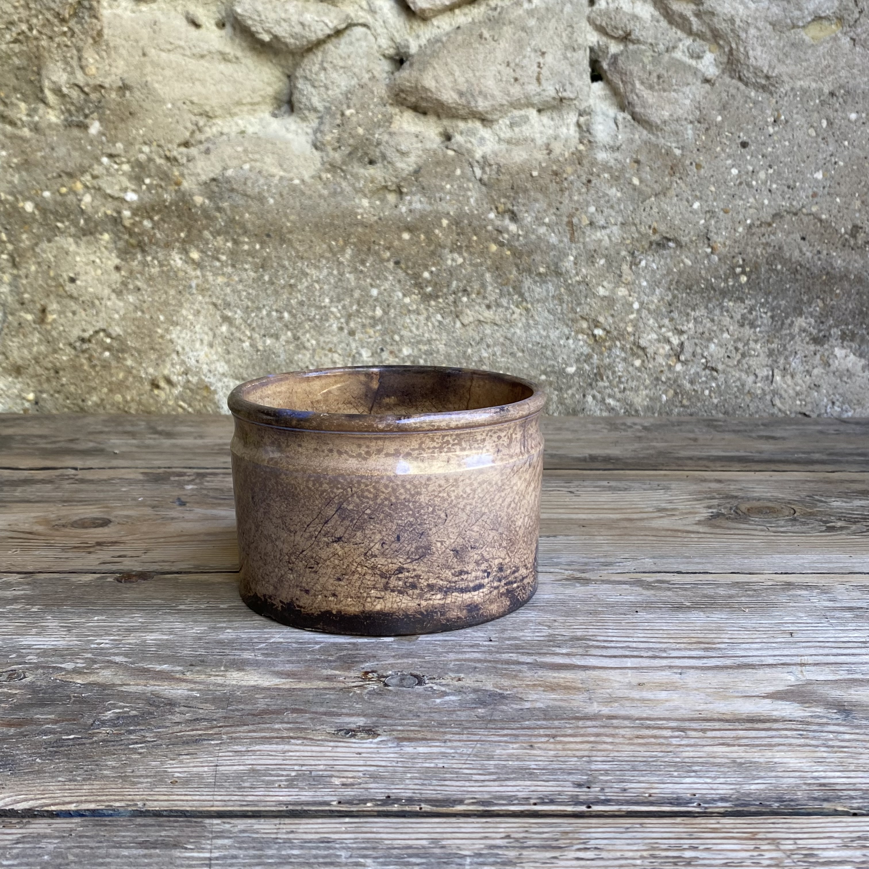 AW20111238 Antique French ointment jar stamp - Creil et Montereau - period: 1876-1895 Beautiful dark stained... for condition, see detailed photos. Size: 8,5 cm high / 12,5 cm cross section
