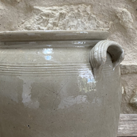 AW20111262 Oude Franse pot van grès aardewerk in prachtige staat! Afmeting: 23,5 cm hoog / 20 cm doorsnede