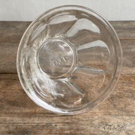 OV20111028 Grote antieke Franse confiturepot van mondgeblazen glas inhoud: 750 ml in prachtige staat! Afmeting: 9,5 cm hoog /  14 cm doorsnede