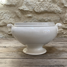 AW20111311 Large antique French tureen stamp - Opaque de Sarreguemines - period: 1875-1900 Cracked and in beautifully lightly buttered condition! Size: 17 cm high / 22 cm cross section