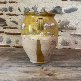 AW20111216 Antieke Franse confit pot periode: 19de eeuw merkteken - R .M - in prachtige staat! Afmeting: 27 cm. hoog /  17 cm doorsnede