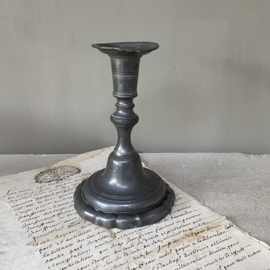 OV20110781 Old French zinc candlestick with mark in beautiful condition! Size: 14.5 cm. high / 9.5 cm. cross section foot